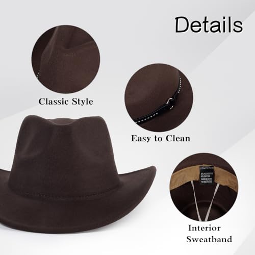 2 Pack Western Cowboy Hats for Women Men 2 Different hat Bands - color: White+coffee2