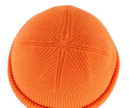 Connectyle Thick Cuffed Beanie for Men & Women Double Layer Knit Winter Hat Acrylic Watch Hat Warm Stocking Skull Cap - color: Orange