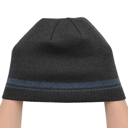 ZLYC Men Fashion Knit Fisherman Beanie Hat Winter Warm Thick Skull Cap - color: Solid Charcoal