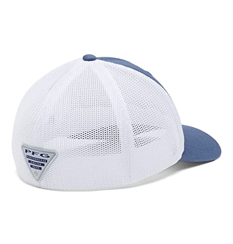 Columbia Unisex Adult PFG Logo Mesh Ball Cap - color: Night Tide/White, size: Small-Medium