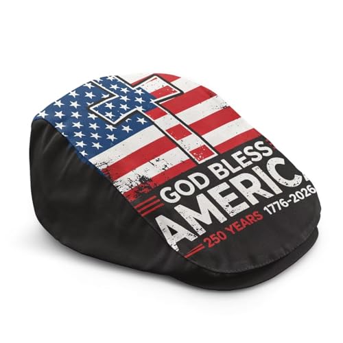 Men's Flat Ivy Gatsby Newsboy Hat Winter Spring Autumn Driving Cabbie Hunting Cap - color: American Flag Cross