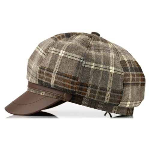 Womens Newsboy Cap French Fashion Hats Summer Cabbie Baker Boy Hat for Fall Beret Cap - color: T1-beret-brown