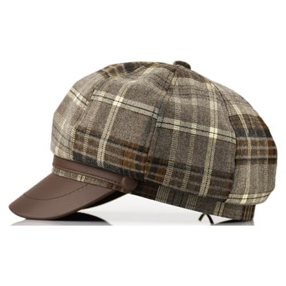 Womens Newsboy Cap French Fashion Hats Summer Cabbie Baker Boy Hat for Fall Beret Cap - color: T1-beret-brown