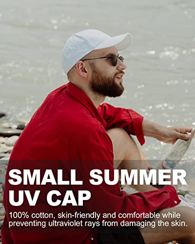 Zylioo Small Baseball Cap for Men Women, Adjustable Unstructured Dad Hat - color: White-fits 21.7"-22.4"/55cm-57cm
