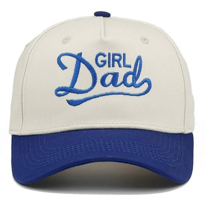 Embroidered Baseball Cap, Cotton Dad Hat, Fun & Heartfelt Stitching, Adjustable Casual Outdoor Hat for Men Women - color: Girl Dad - Navy Blue/Beige
