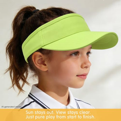 WILLPORT Kids Adjustable Cotton Visor Sun Hat,6-12Y - color: Lime Green