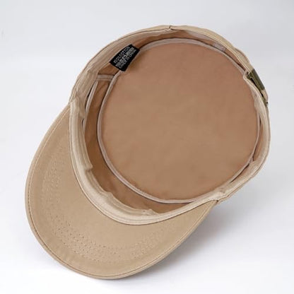 Cadet Hat Flat Top Hats Army Military Caps for Men Women - color: Beige