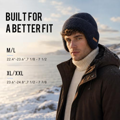Waterproof Winter Warm Beanie with Ear Flaps for Men - color: Army Green, size: X-Large-XX-Large