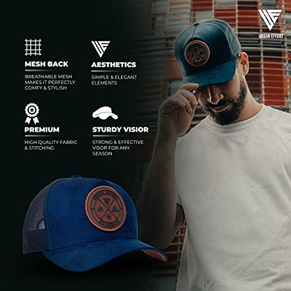 Urban Effort Trucker Hat for Men & Women, Mesh Back Baseball Cap, 5 Panel - color: Dark Blue, style: Mesh Back