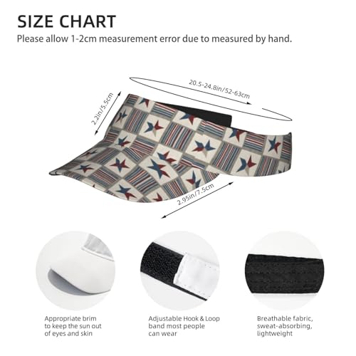 Adjustable Lightweight Open Top Sports Sun Visor Hat Cap for Golf Tennis - color: Patriotic Stars Plaid
