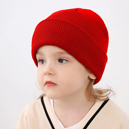 UTTPLL Baby Boy Girl Knit Warm Baby Hats Thick Soft Toddler Beanies Slouchy Ribbed Cuffed Beanie for Boys Girls - color: Red