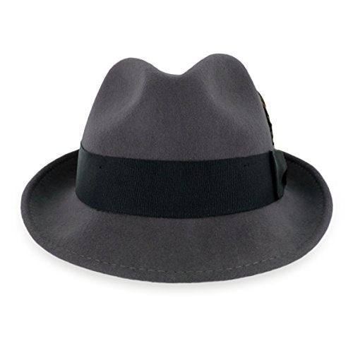 Hats in the Belfry Trilby Men/Women Snap Brim Vintage Dress Fedora Hat 100% Wool - color: Grey, size: Small