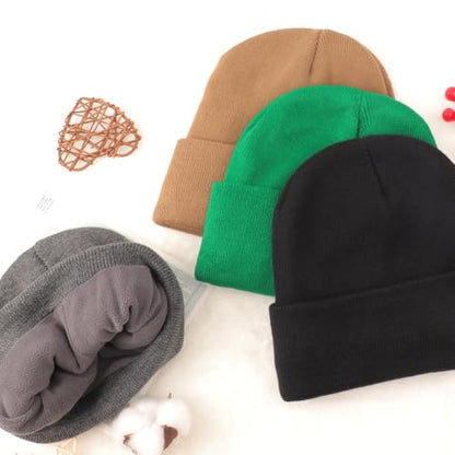 DRESHOW Winter Beanie for Women Men Fleece Lined Slouchy Knit Thick Beanies - color: 1 Pack Knit Beanie Hat: Emerald Green