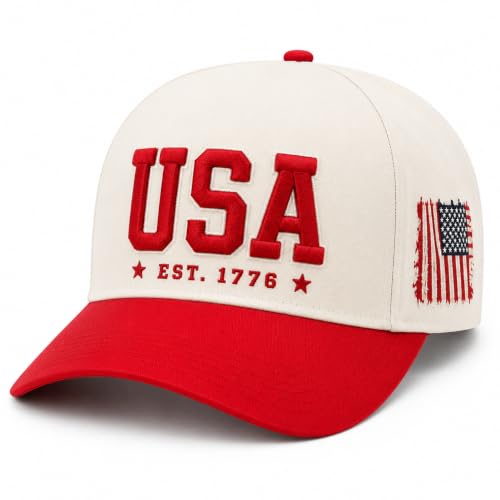 Embroidered Trucker hat for Women Men Baseball Hat Adjustable Unisex Cotton for Soccer Supporters - color: Flag Red