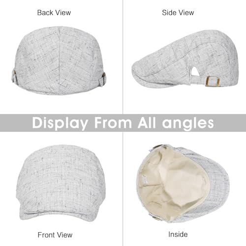 2Pcs Men's Newsboy Cap Cotton Flat Ivy Gatsby Driving Hat - color: Ym1-black+lightgrey