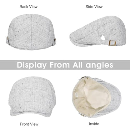 2Pcs Men's Newsboy Cap Cotton Flat Ivy Gatsby Driving Hat - color: Ym1-black+lightgrey