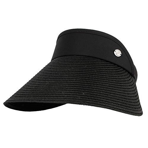 WITHMOONS Womens Summer Sun Hat Braid Clip On Visor Beach Cap SLV1281 - color: Black