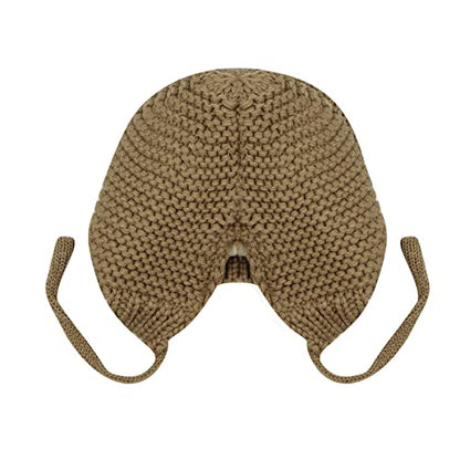 AIBEARTY Cute Deer Elk Antlers Baby Hat Winter Warm Plush Knitted Ear Warmer Bonnet Boys Girls Cap Beanie with Chin Strap - color: Coffee
