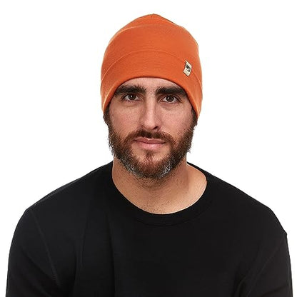 100% Merino Wool Cuff Beanie - Warm Winter Hat - Novelty Beanie - Toque - color: Burnt Orange