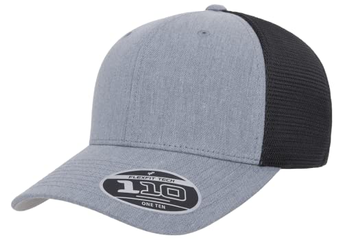Flexfit 110M Trucker Mid-Profile Mesh Back Snapback Cap - color: Heather/Black