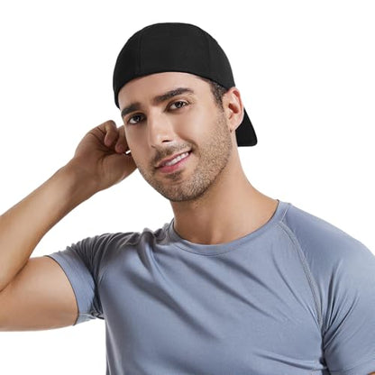 6 Panel Stretch Full Closed Baseball Caps Men's Blank Fitted Cap Curved Brim Elastic Closed Back Hat Q2426 - color: Black