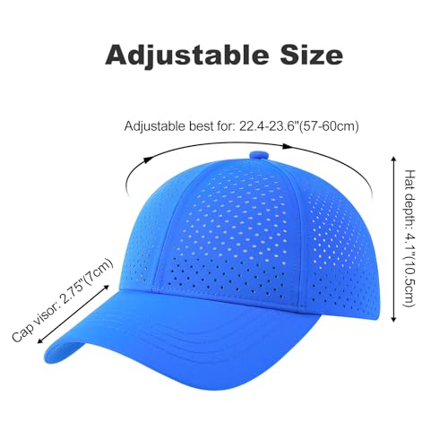 FEINION Men Laser Mesh Breathable Snapback Baseball Cap - color: Royal Blue
