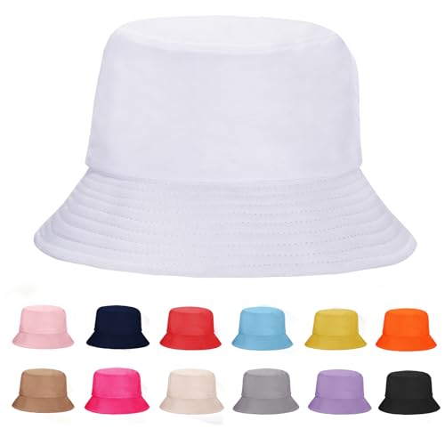 Rosoz Bucket Hat for Women Men Summer Travel Beach Sun Hat Outdoor Cap - color: 1pack-white