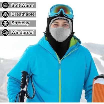 Frienda 2 Pcs Balaclava Ski Mask Windproof Warmer Fleece Adjustable Winter Mask Face Cover for Men Women - color: Black Mixed Grey,rose Red