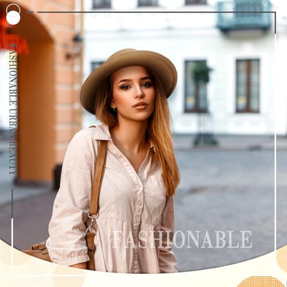 Hercicy Wool Fedora Hat for Women - color: Black, Khaki, Navy Blue, Dark Gray
