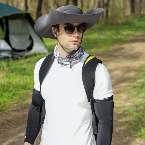 Wide Brim Sun Hat for Men Women UV Protection Bucket Fishing Hats - color: Dark Gray