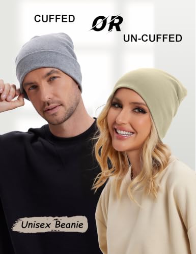 100% Cotton Thin Beanie Hat Women Men Soft Slouchy Chemo Skull Cap - color: 1pc Khaki