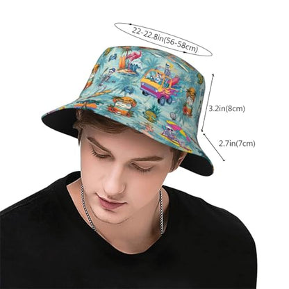 Bucket Hat for Men Women Packable Sun Hats Fisherman Outdoor Summer Travel Hiking Beach Caps - color: Skull Pineapple