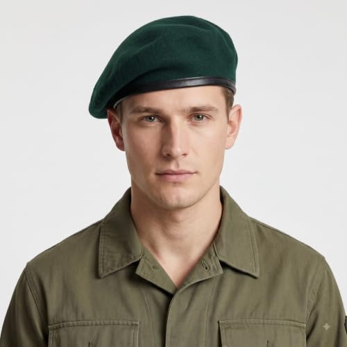 SILAK Iconic Parisian Beret – Army Style Cap, Che Guevara Inspired Fashion, Woolen French Beret Hat for Men and Women - color: Green