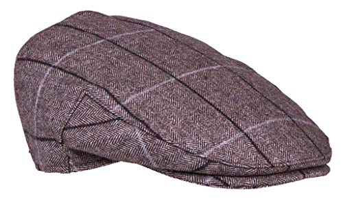 Kenny K Flat Cap Hat for Newsboy Driving Fisherman Golf Ivy Gastby Cabbie FC200 Wool Blend, Lined - color: Brown Plaid D, size: Large-X-Large