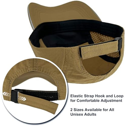 Lightweight Running Hat Breathable Mesh Cap Reflective Brim - color: Khaki, size: One Size