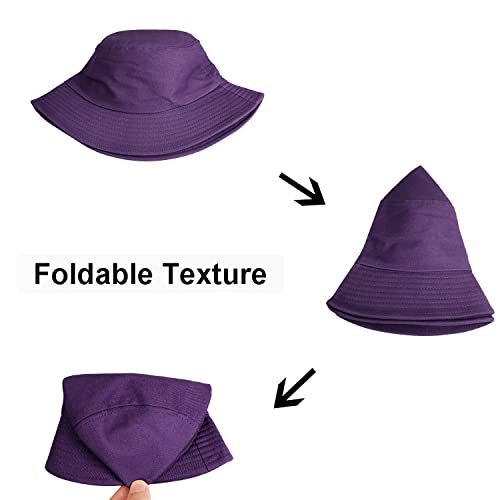 Wheebo Solid Color Bucket Hat for Women Summer Beach Fishmen Hat for Lady Adult Unisex Cotton Cap…… - color: A-sc-purple