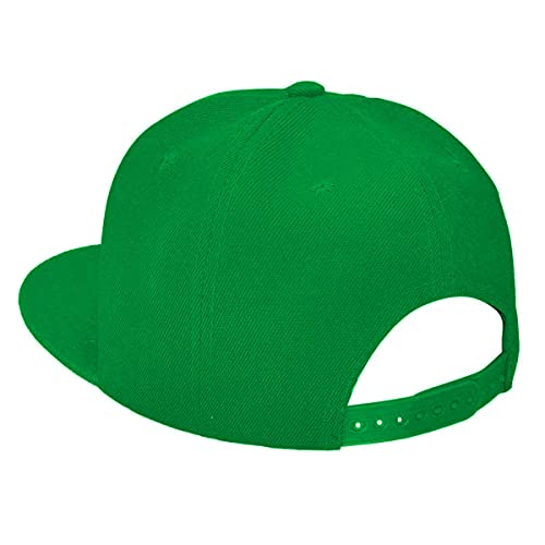 Classic Snapback Hat Cap Hip Hop Style Flat Bill Blank Solid Color Adjustable Size - color: 1pc Kelly Green