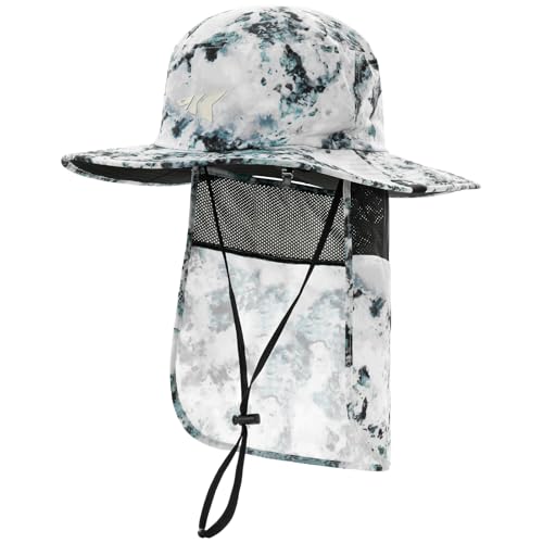 KastKing Sol Armis UPF 50 Boonie Hat for Sun Protection,Men Women - color: White (With Shield)