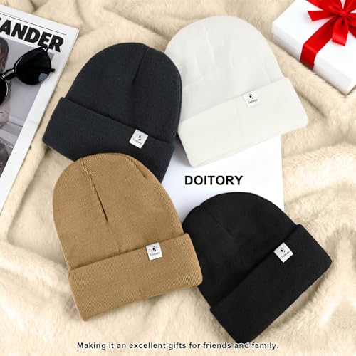 Satin Lined Winter Beanie Hat, Unisex Soft Knit Warm Skull Cap - color: Darkgrey