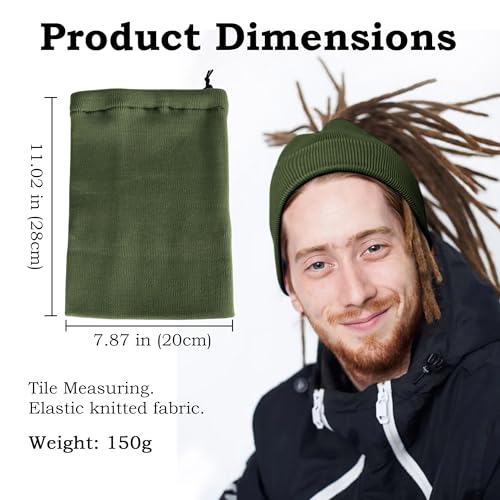 Ababalaya Unisex Satin Lined Knit Open Beanies Rasta Beanie - color: Army Green