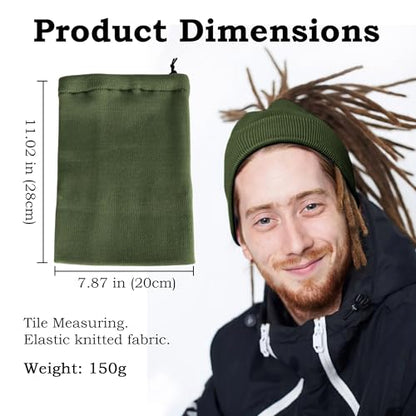Ababalaya Unisex Satin Lined Knit Open Beanies Rasta Beanie - color: Army Green