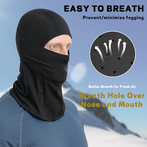 Balaclava Ski Mask for Men Cold Weather,Winter Thermal Face Mask Women for Snowboarding Motorcycle Cycling - color: Black+black(breath Hole