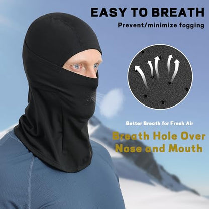 Balaclava Ski Mask for Men Cold Weather,Winter Thermal Face Mask Women for Snowboarding Motorcycle Cycling - color: Black+black(breath Hole