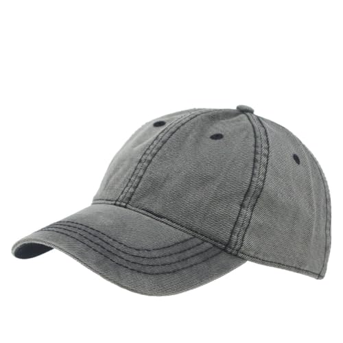 Heavy Washed Coated Canvas Wax-Look Adjustable Low Profile Men Women Baseball Cap - color: Gray