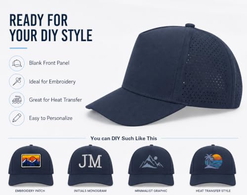 5 Panel Baseball Cap Quick Dry Mesh Snapback Hat for Women Men - color: Navy