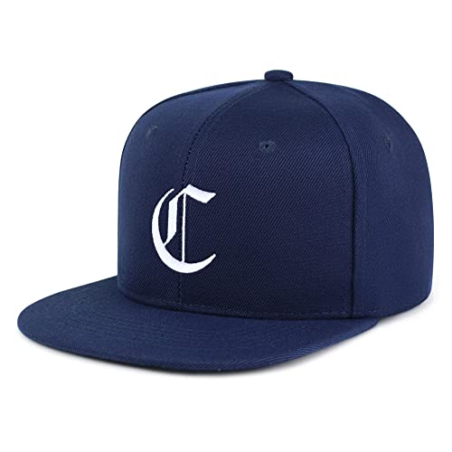 JPAK Old English Letter C Hip-Hop Snapback Hat Embroidered Baseball Cap English Alphabet - color: 08. Navy