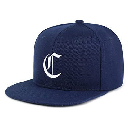 JPAK Old English Letter C Hip-Hop Snapback Hat Embroidered Baseball Cap English Alphabet - color: 08. Navy