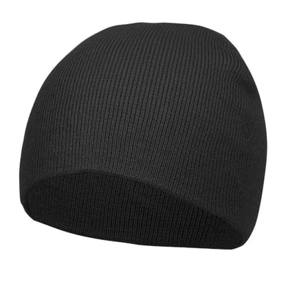 1 Pack Black Cuffless Short Beanie Skull Cap, Acrylic Knit, Stretch Fit, Unisex