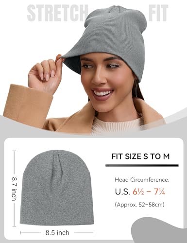 vidsel 100% Cotton Beanie Hat for Men Women, Soft Cuffless Knit Skull Cap - color: 1pc-light Grey