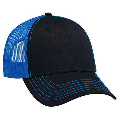 OTTO 6 Panel Low Profile Contrast Vertical Mesh Back Cap - color: Blk/Blk/N.blue